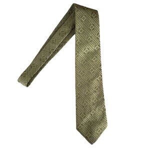 Fashion Craft 1950s Vintage Green Diamond Patterned Mens Tie 53"Lx3.5"W Necktie